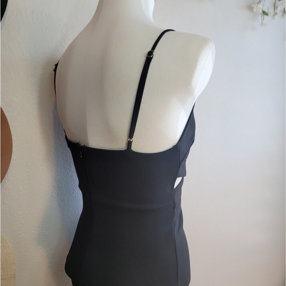 NWOT SUNSET & SPRING Black Wrap Cutout Jumpsuit Cropped Wide Leg Date Night Out - Picture 11 of 16
